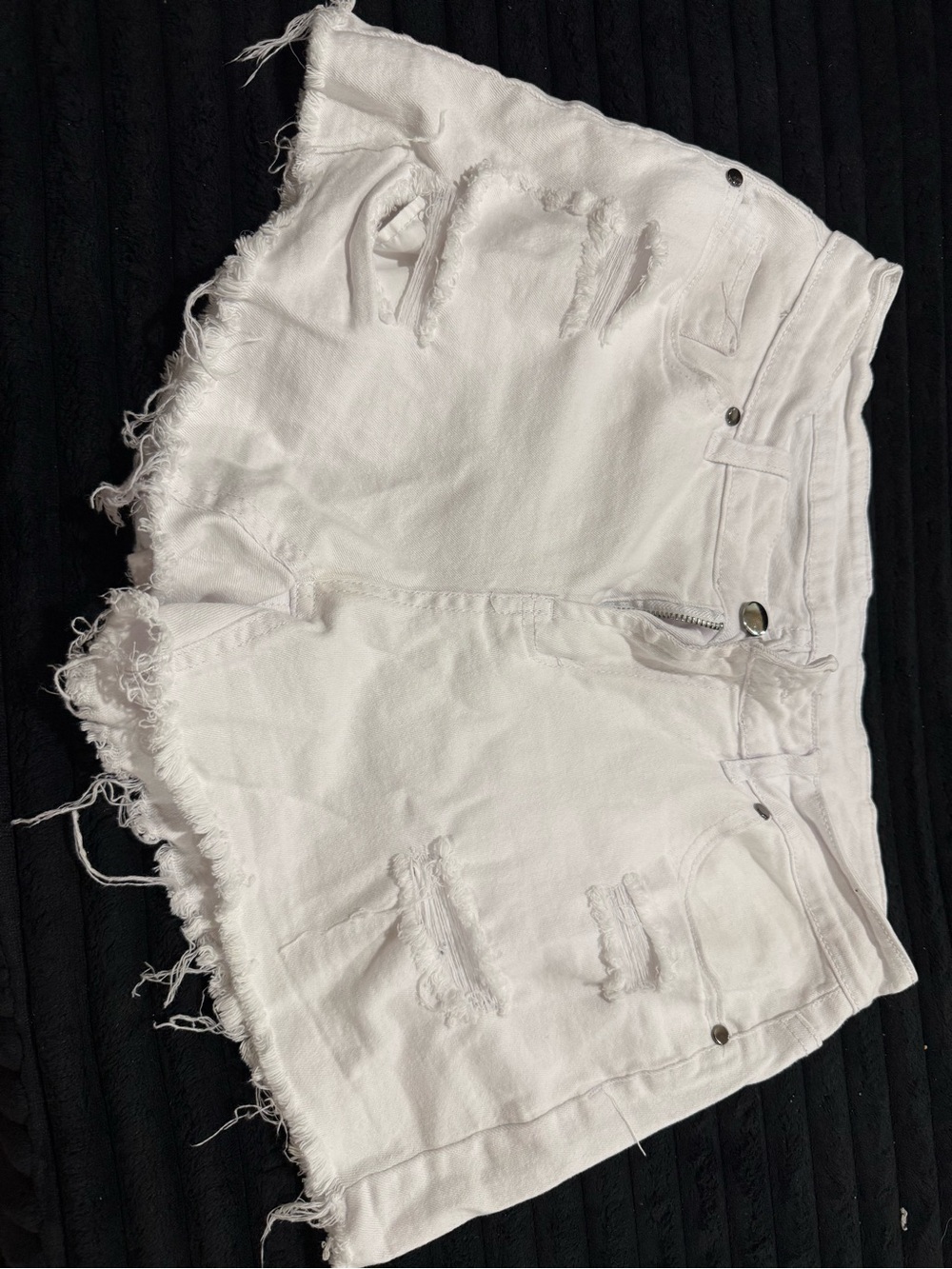 White Distressed Denim Women’s Shorts